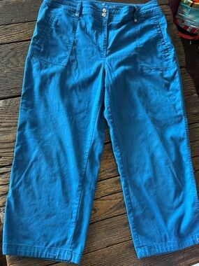 Chicos Wide Leg Cotton Crop Pants Size 2 - Bright Blue